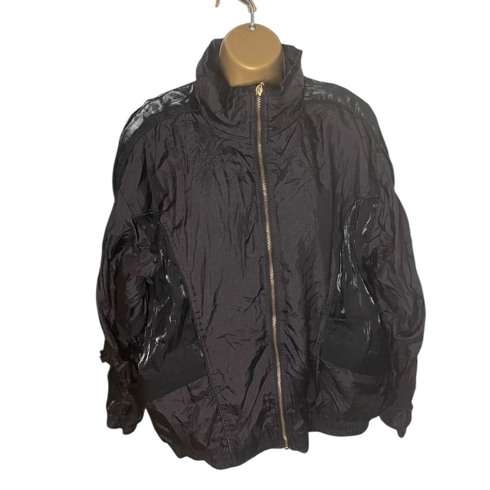 Vintage 80s Active Frontier Windbreaker Jacket Full Zip High Neck Black L